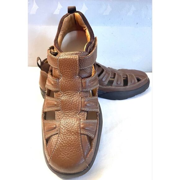 Dr. Comfort Fisherman Sandals Brown Padded Collar Hook Loop Leather Men’s 12 M main image 4